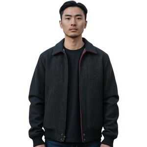 Vtg Woolrich Wool Bomber Men’s M Charcoal Gray Plaid Blanket Lined Jacket Coat